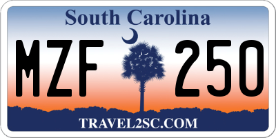 SC license plate MZF250