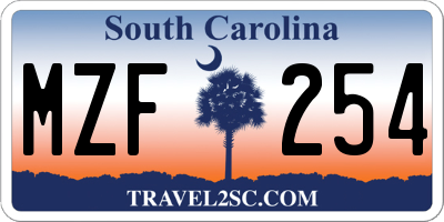 SC license plate MZF254