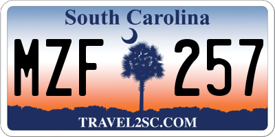 SC license plate MZF257