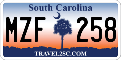 SC license plate MZF258