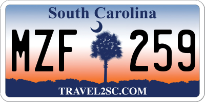 SC license plate MZF259