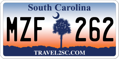 SC license plate MZF262