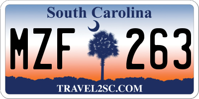 SC license plate MZF263