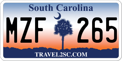 SC license plate MZF265