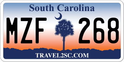 SC license plate MZF268