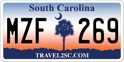 SC license plate MZF269