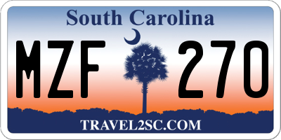 SC license plate MZF270