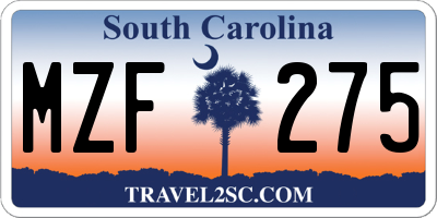SC license plate MZF275