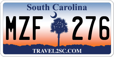 SC license plate MZF276