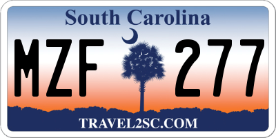 SC license plate MZF277