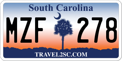 SC license plate MZF278