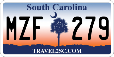 SC license plate MZF279