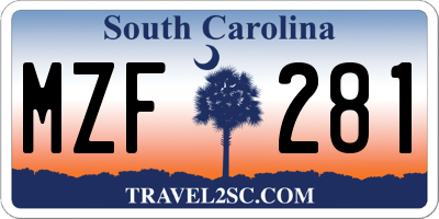 SC license plate MZF281