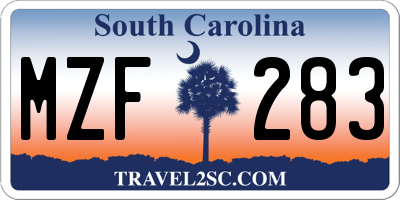 SC license plate MZF283