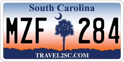 SC license plate MZF284
