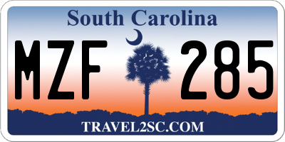 SC license plate MZF285