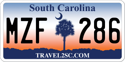 SC license plate MZF286