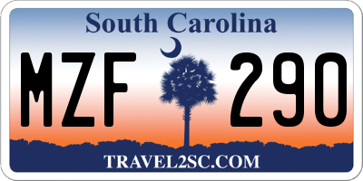 SC license plate MZF290