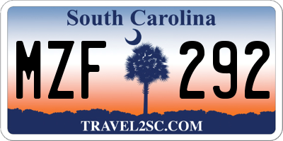 SC license plate MZF292