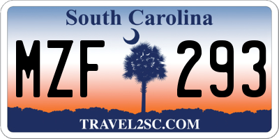 SC license plate MZF293