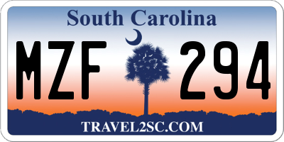 SC license plate MZF294