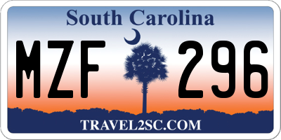 SC license plate MZF296