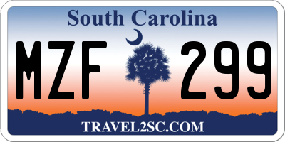 SC license plate MZF299