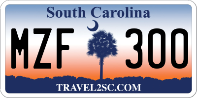 SC license plate MZF300