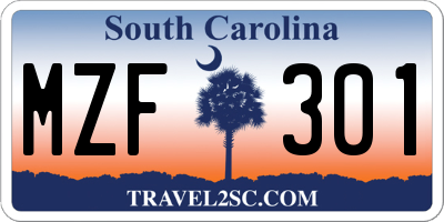 SC license plate MZF301