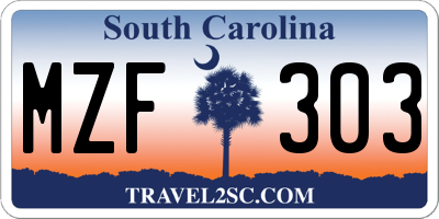 SC license plate MZF303