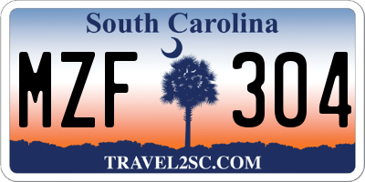 SC license plate MZF304