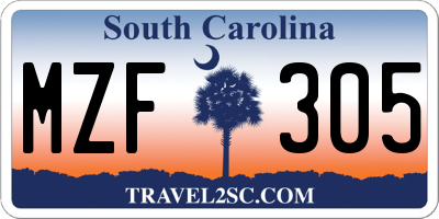 SC license plate MZF305