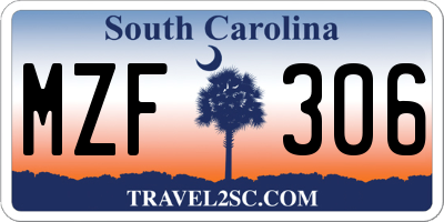 SC license plate MZF306