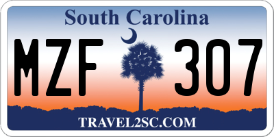 SC license plate MZF307