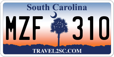 SC license plate MZF310