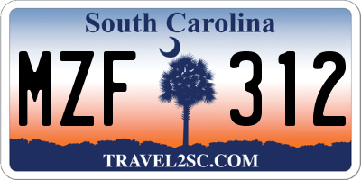 SC license plate MZF312