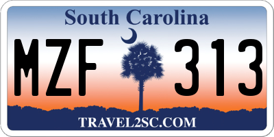 SC license plate MZF313