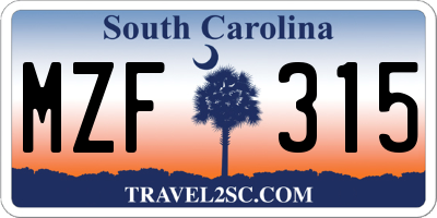 SC license plate MZF315
