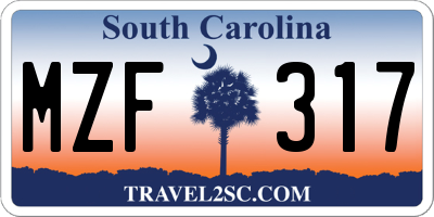 SC license plate MZF317
