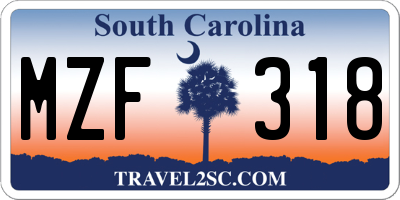 SC license plate MZF318