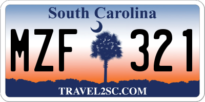 SC license plate MZF321