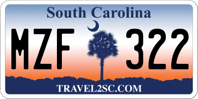 SC license plate MZF322