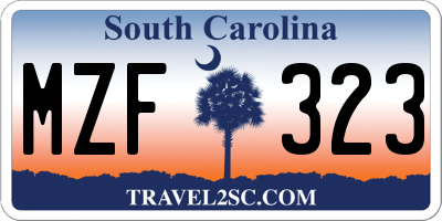 SC license plate MZF323