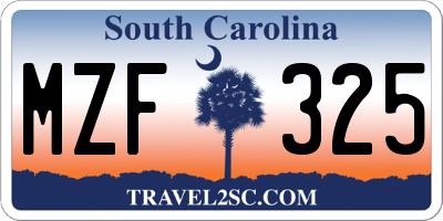 SC license plate MZF325