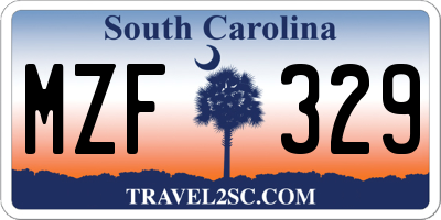 SC license plate MZF329