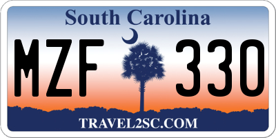 SC license plate MZF330