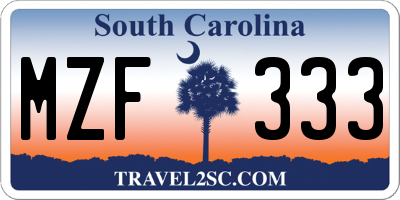 SC license plate MZF333