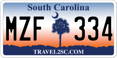 SC license plate MZF334