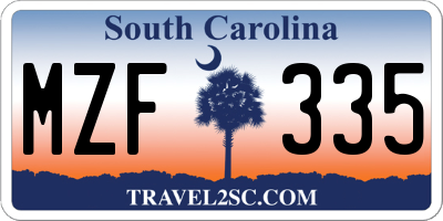 SC license plate MZF335