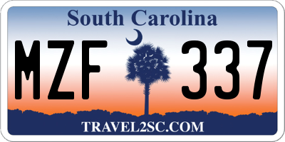 SC license plate MZF337